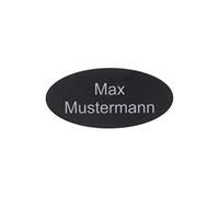chapa buzón personalizada | Placa grabada personalizada autoadhesiva | nombre y número | Muchas tallas | Resistente a la intemperie | Grabado láser (8x3,5cm Oval, Negro-Plata)