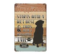 Chapa De Metal, La Felicidad Comienza con Un Bocado De Nariz Y Termina con Un Arcoíris, Placa Metal Resistente, Duradero Señal Advertencia para Cafetería Bar Cocina, 20X30Cm