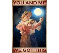 Chapa De Metal, La Pareja Bailando A La Luz De La Luna Tú Y Yo Lo Lograremos, Placa Metal Decorativo, Resistente Señal De Advertencia para Bar Oficina Cafetería, 20X30Cm