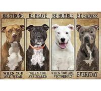 Chapa de Metal Perro, sé Fuerte Cuando estés débil Cartel Placa Vintage Placa Metálica para la Pared para Cafetería Sala de Estar Oficina M