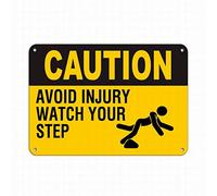 Chapa De Metal, Resistente Cartel Disuasorio, Precaución Evite Lesiones Tenga Cuidado con Sus Pasos Tenga Cuidado con Sus Pasos, Placa Metálica para Cafetería Cocina Garaje, 20X30Cm