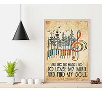Chapa De Metal, Resistente Placa Cartel, Guitarra En La Música Voy A Perder Mi Mente Y Encontrar Mi Alma, Placa Metal para Garaje Cafetería Bar, 20X30Cm