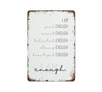 Chapa De Metal, Retro Placa Cartel, Yo Soy Suficiente, Placa De La Pared Póster para Cafetería Bar Cocina, 20X30Cm