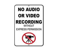 Chapa De Metal, Vintage Cartel Disuasorio, No Se Permite Grabación De Audio Ni Vídeo Sin Permiso Expreso, Placa De La Pared Póster para Cafetería Garaje Bar, 20X30Cm