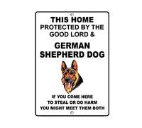 Chapa De Metal, Vintage Placa Cartel, Perros Lindos Perro Protegido por El Buen Señor, Placa Metálica para Sala De Estar Oficina Cafetería, 20X30Cm
