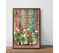 Chapa De Metal, Vintage Placa Cartel, Pienso para Mí Mismo: ¡Qué Mundo Tan Maravilloso! Flores, Placa Metálica para Bar Cocina Cafetería, 20X30Cm