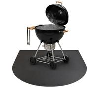 Chapa para Barbacoa Semicircular 100x100 cm | Placa de Suelo en Acero para Grill | Salvachispas de Exterior para Camping y Jardín | Protector contra Cenizas y Brasas - Negro Mate