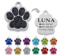 Chapa para Perro y Gato Personalizada - Ideal para Grabar su Nombre y tu Contacto - Placa Identificativa Hecha de Metal de aleación (Negro)