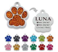 Chapa para Perro y Gato Personalizada - Ideal para Grabar su Nombre y tu Contacto - Placa Identificativa Hecha de Metal de aleación (Naranja)