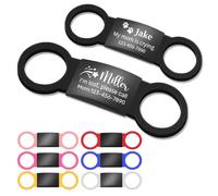 Chapa Perro Grabada Personalizada, Chapas Identificación Silenciosa para Mascotas con Banda Elástica de Silicona, Placa Nombre Perros Identificativa Accesorios para Collar Perros y Gatos