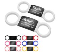 Chapa Perro Grabada Personalizada, Chapas Identificación Silenciosa para Mascotas con Banda Elástica de Silicona, Placa Nombre Perros Identificativa Accesorios para Collar Perros y Gatos