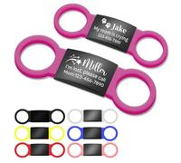 Chapa Perro Grabada Personalizada, Chapas Identificación Silenciosa para Mascotas con Banda Elástica de Silicona, Placa Nombre Perros Identificativa Accesorios para Collar Perros y Gatos