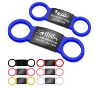 Chapa Perro Grabada Personalizada, Chapas Identificación Silenciosa para Mascotas con Banda Elástica de Silicona, Placa Nombre Perros Identificativa Accesorios para Collar Perros y Gatos
