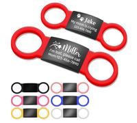 Chapa Perro Grabada Personalizada, Chapas Identificación Silenciosa para Mascotas con Banda Elástica de Silicona, Placa Nombre Perros Identificativa Accesorios para Collar Perros y Gatos