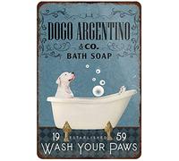 Chapa Vintage Decoración Metal Cartel Vintage Placa Decoración para Cafetería Pared De Salón Taller 20X30Cm Jabón De Baño para Perros Dogo Argentino - Bar Club Baño Familiar Aseo Café