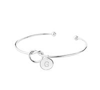 Chapado en amor nudo inicial disco pulsera las 26 letras alfabeto brazalete pulsera pulseras de plata para mujeres niñas junco pulsera anillos, talla única, Hierro, No es una piedra preciosa