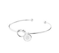Chapado en amor nudo inicial disco pulsera las 26 letras alfabeto brazalete pulsera pulseras de plata para mujeres niñas junco pulsera anillos, talla única, Hierro, No es una piedra preciosa