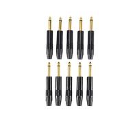 Chapado en Oro 10Pcs Plug Mono Professional 2 Polos 6.35 Mm 6.5Mm Jack Estéreo Enchufe Neutrik 6.35Mm Jack Negro