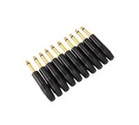 Chapado en Oro 10Pcs Plug Mono Professional 2 Polos 6.35 Mm 6.5Mm Jack Estéreo Enchufe Neutrik 6.35Mm Jack Negro