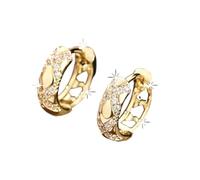 Chapado en oro 18K Pendientes de aro con textura-Zirconia Cúbica Acento Huggie Hoops for Mujer, Glamorous Diario y Fiesta Joyas Regalo