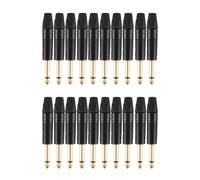Chapado en Oro 20Pcs Plug Mono Professional 2 Polos 6.35 Mm 6.5Mm Jack Estéreo Enchufe Neutrik 6.35Mm Jack Negro