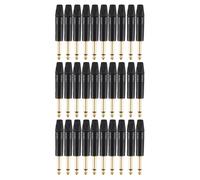 Chapado En Oro 30Pcs Plug Mono Professional 2 Polos 6.35 mm 6.5mm Jack Estéreo Enchufe Neutrik 6.35mm Jack Negro