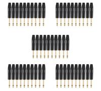 Chapado En Oro 50Pcs Plug Mono Professional 2 Polos 6.35 mm 6.5mm Jack Estéreo Enchufe Neutrik 6.35mm Jack Negro