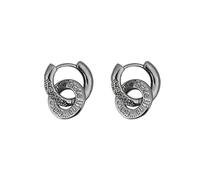 Chapado en plata doble moneda Huggie pendientes para las mujeres, hipoalergénico Cubic Zirconia Huggies Mini aro pendiente para las mujeres