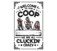 Chapas Metalicas Bienvenidos A Nuestro Gallinero Todos Somos Cluckin Crazy Chicken Coop Rústico Carteles De Metal Duradero Placa De Pared para Jardín Interior Restaurante M