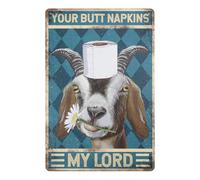 Chapas Metalicas Cabra Y Servilletas Personalizadas No Es Fácil De Deformar Letrero Metálico Decoración Letrero De Metal para WC Hotel Hogar 20X30Cm