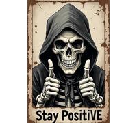 Chapas Metalicas Cráneo con Actitud Positiva Exquisita Y Hermosa Letrero De Metal No Es Fácil De Deformar Letrero Metálico para Cafetería Aseo Pared 20X30Cm