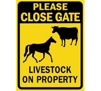 Chapas Metalicas por Favor Cierre La Puerta del Ganado En La Propiedad Resistente Al Desgaste Y Duradero Placas Metálicas No Es Fácil De Deformar Letrero Metálico para Cocina Baño Pared 20X30Cm