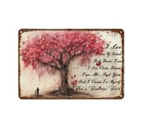 Chapas Metalicas ¡Qué Mundo Tan Maravilloso con Árboles De Rosas Verdes Y Rojas Y con Frases De Vida! Retro Letrero Metálico Exquisita Y Hermosa Placas Metálicas para Garaje Cocina WC 20X30Cm