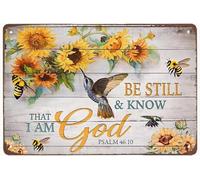 Chapas Metalicas Quédate Quieto Y Conoce Que Yo Soy Dios. Inspirador. Decoración Letrero Metálico Retro Placas Metálicas Para Hogar Pared Casa Campo 20X30Cm