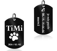 Chapas Personalizadas Perros, Placa Perro Personalizada, Chapas Personalizadas con Nombre, Chapa perro Personalizada, Etiquetas de Identificación de Mascotas de Acero Inoxidable (Cuadrado)