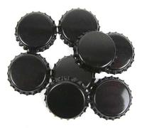 Chapas taladrados Diámetro 26 mm con junta para estándar botellas de plástico., negro, 100 Stück Kronkorken