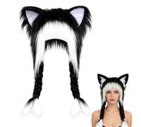 Chapeau De Chat En Peluche Mignon - 23,62 x 14,57 Pouces, Couvre-chef Chaud Et Doux Pour Cosplay | Chapeau En Velours Avec Oreilles De Chat, Couvre-chef Pour Adultes, Femmes, Amis, Famille, V