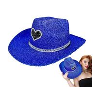 Chapeau de cowboy scintillant, chapeau de cowboy à paillettes pour hommes | Wester Wide Brim Cowgirl Hat Disco,Accessoires de costumes de casseurs de fête, accessoires de cosplay pour hommes