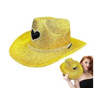 Chapeau de cowboy scintillant, chapeau de cowboy à paillettes pour hommes | Wester Wide Brim Cowgirl Hat Disco,Accessoires de costumes de casseurs de fête, accessoires de cosplay pour hommes