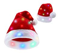 Chapeau De Noël LED - Chapeau De Couleur Changeante, Bonnet De Noel En Peluche,Décorations De Noël, Chapeau De Cosplay De Lumières LED De Vacances Pour, Adultes,