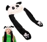 Chapeau Écharpe Panda - Chapeau Panda En Peluche, Chapeau De Bonnet D'animaux | Chapeau D'animal D'hiver De Nouveauté Élégant, Chapeaux À Capuche En Peluche Lumineux Avec Oreilles Mobiles Pour Les Tem