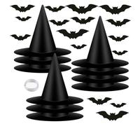 Chapeaux De Sorcière Décoratifs Pour Halloween - Nylon | 12 Décorations Effrayantes Pour Halloween Avec Chauves-souris | Chapeaux Pointus De Sorcier Avec Cordon En Nylon De 50 M | Para el interior