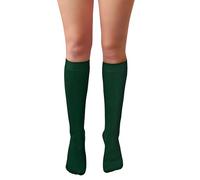 Chapini Calcetines altos hasta la rodilla de algodón suave para niñas de colegio, tallas de pie del Reino Unido 12-3.5, verde, One Size
