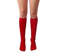Chapini Calcetines altos hasta la rodilla de algodón suave para niñas de colegio, tallas de pie del Reino Unido 12-3.5, rosso, One Size