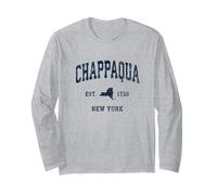 Chappaqua New York NY Vintage Athletic Navy Diseño Deportivo Manga Larga