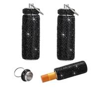 Chapstick - Llavero con soporte para bálsamo labial, 2 unidades, estuche brillante para lápiz labial, organizador portátil de metal, accesorios para mujer (plateado), Negro -