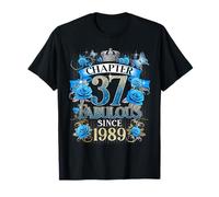 Chapter 37 Fabulous Since 1989 37th Birthday Women Blue Rose Camiseta