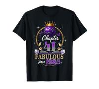 Chapter 41 Since 1985 Purple Disco Ball 41st Birthday Women Camiseta