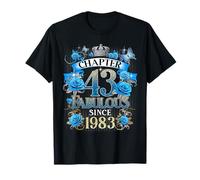 Chapter 43 Fabulous Since 1983 43rd Birthday Women Blue Rose Camiseta