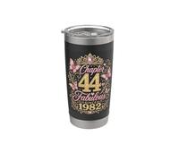 Chapter 44 Fabulous Since 1982 Floral 44th Birthday Women Vaso térmico de acero inoxidable de doble pared